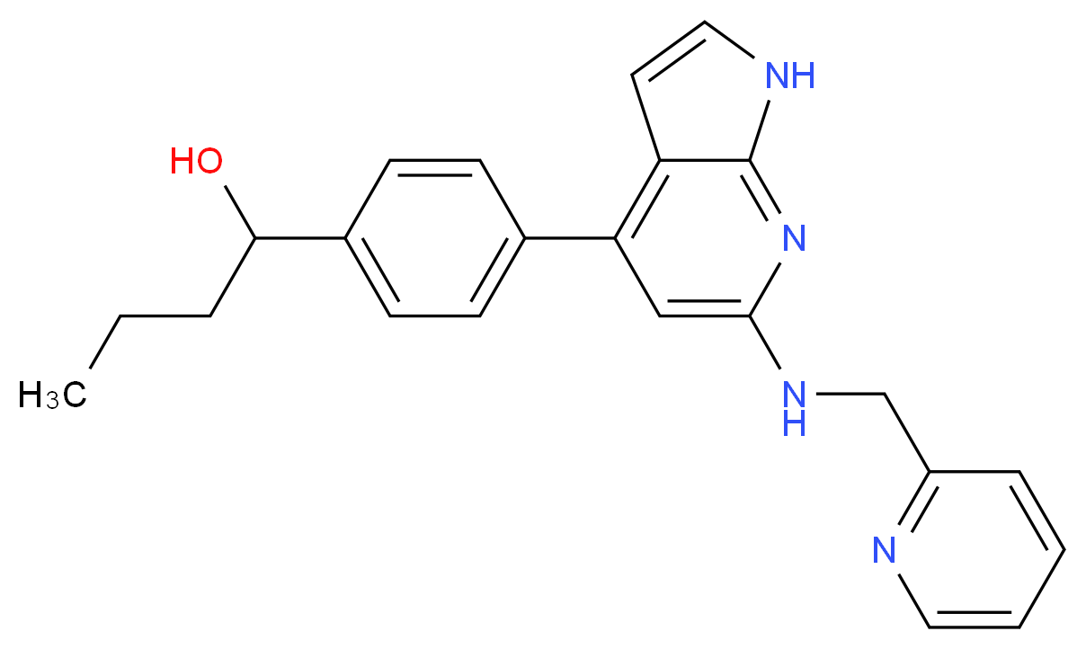 1-(4-{6-[(pyridin-2-ylmethyl)amino]-1H-pyrrolo[2,3-b]pyridin-4-yl}phenyl)butan-1-ol_Molecular_structure_CAS_)