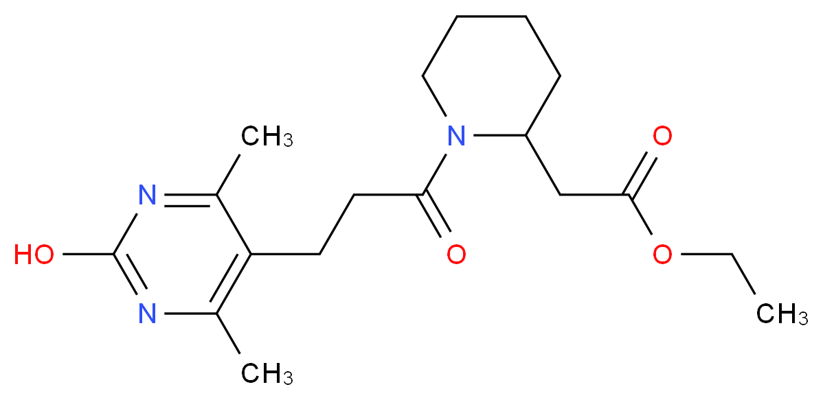 ethyl {1-[3-(2-hydroxy-4,6-dimethyl-5-pyrimidinyl)propanoyl]-2-piperidinyl}acetate_Molecular_structure_CAS_)