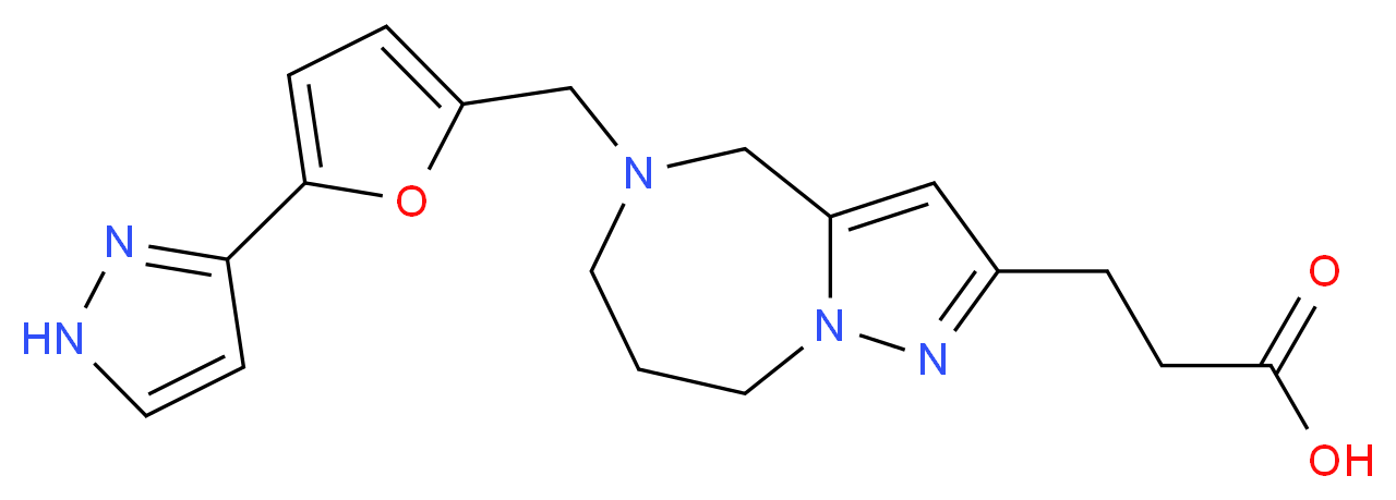 3-(5-{[5-(1H-pyrazol-3-yl)-2-furyl]methyl}-5,6,7,8-tetrahydro-4H-pyrazolo[1,5-a][1,4]diazepin-2-yl)propanoic acid_Molecular_structure_CAS_)