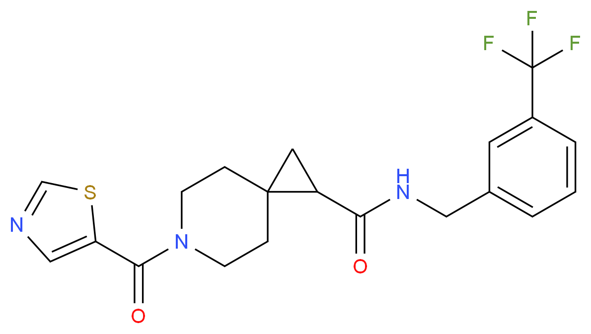 6-(1,3-thiazol-5-ylcarbonyl)-N-[3-(trifluoromethyl)benzyl]-6-azaspiro[2.5]octane-1-carboxamide_Molecular_structure_CAS_)