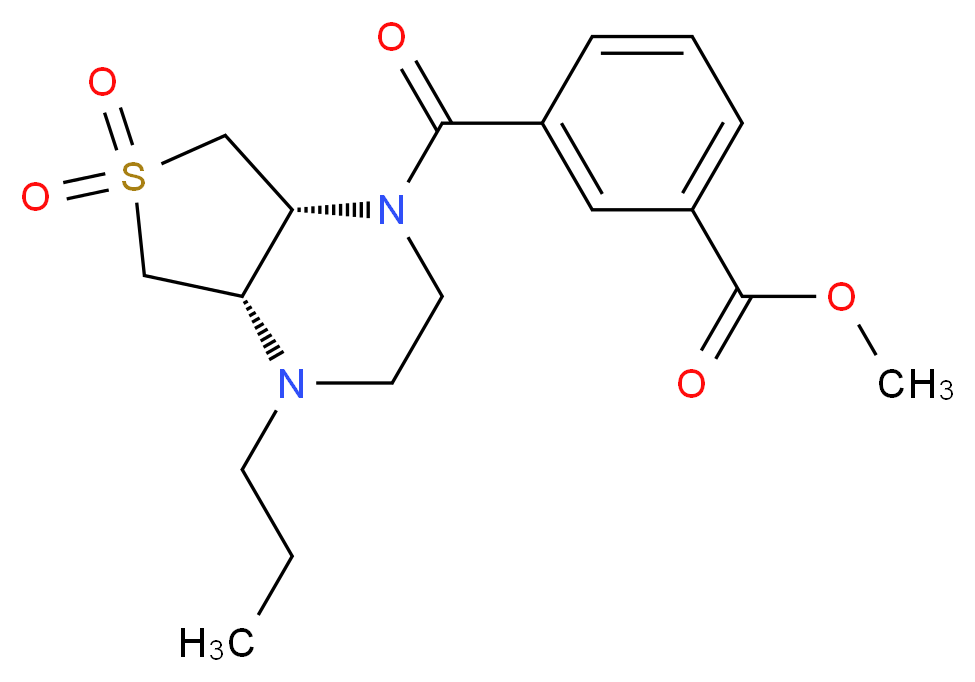 methyl 3-{[(4aS*,7aR*)-6,6-dioxido-4-propylhexahydrothieno[3,4-b]pyrazin-1(2H)-yl]carbonyl}benzoate_Molecular_structure_CAS_)