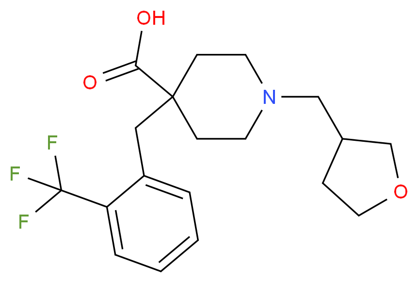 1-(tetrahydrofuran-3-ylmethyl)-4-[2-(trifluoromethyl)benzyl]piperidine-4-carboxylic acid_Molecular_structure_CAS_)
