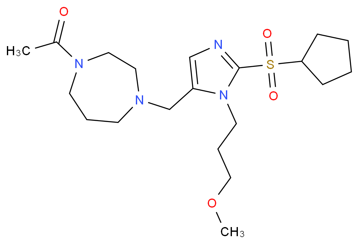 1-acetyl-4-{[2-(cyclopentylsulfonyl)-1-(3-methoxypropyl)-1H-imidazol-5-yl]methyl}-1,4-diazepane_Molecular_structure_CAS_)
