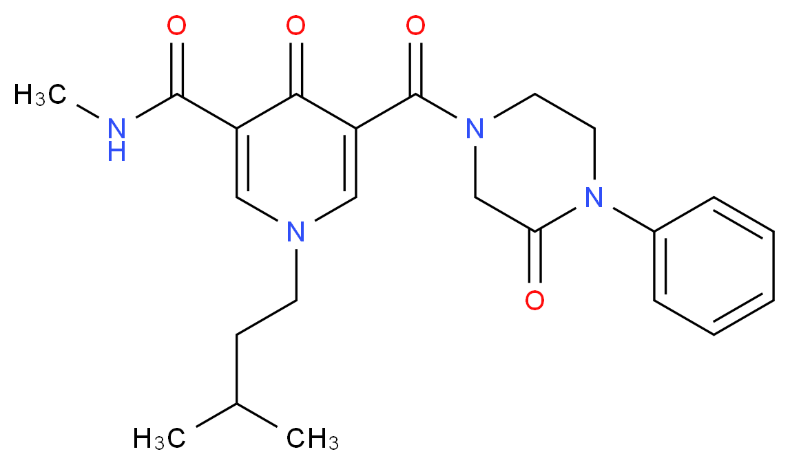 N-methyl-1-(3-methylbutyl)-4-oxo-5-[(3-oxo-4-phenyl-1-piperazinyl)carbonyl]-1,4-dihydro-3-pyridinecarboxamide_Molecular_structure_CAS_)