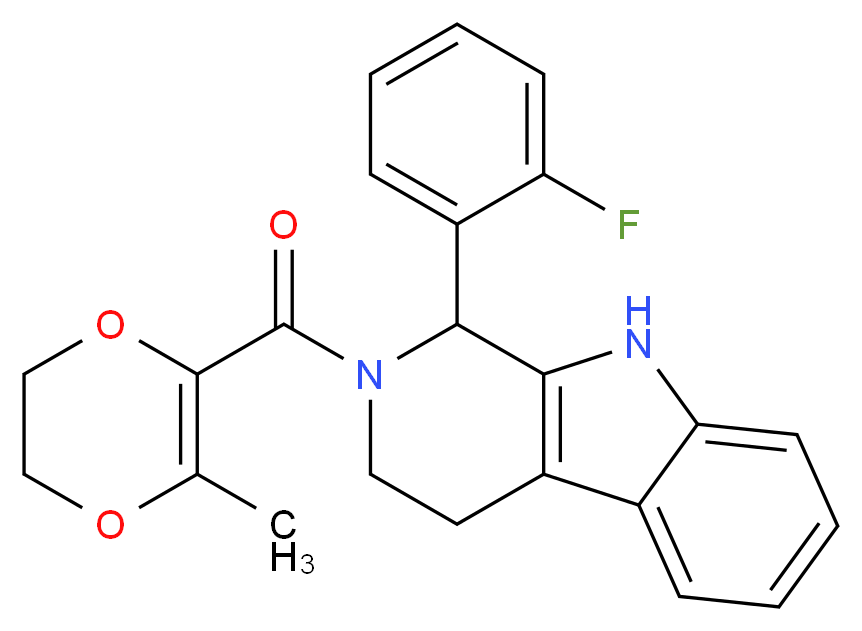 1-(2-fluorophenyl)-2-[(3-methyl-5,6-dihydro-1,4-dioxin-2-yl)carbonyl]-2,3,4,9-tetrahydro-1H-beta-carboline_Molecular_structure_CAS_)