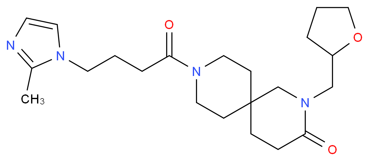 9-[4-(2-methyl-1H-imidazol-1-yl)butanoyl]-2-(tetrahydrofuran-2-ylmethyl)-2,9-diazaspiro[5.5]undecan-3-one_Molecular_structure_CAS_)