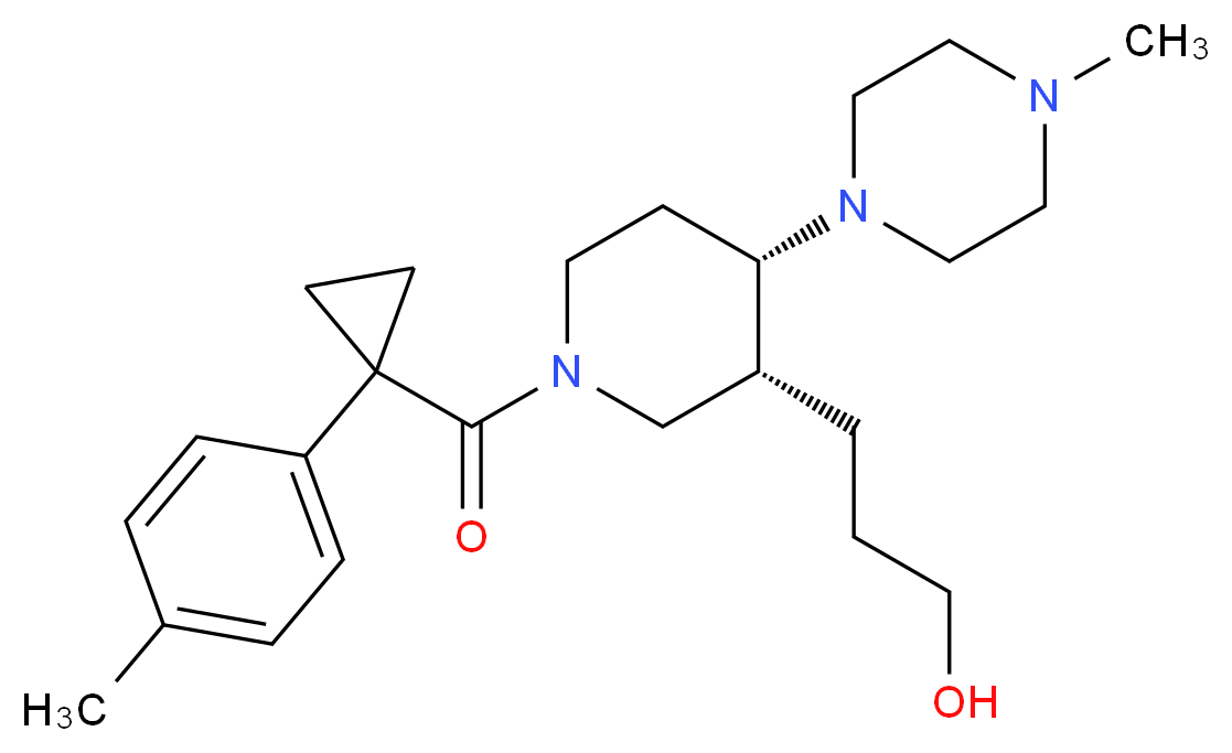 3-[(3R*,4S*)-1-{[1-(4-methylphenyl)cyclopropyl]carbonyl}-4-(4-methylpiperazin-1-yl)piperidin-3-yl]propan-1-ol_Molecular_structure_CAS_)