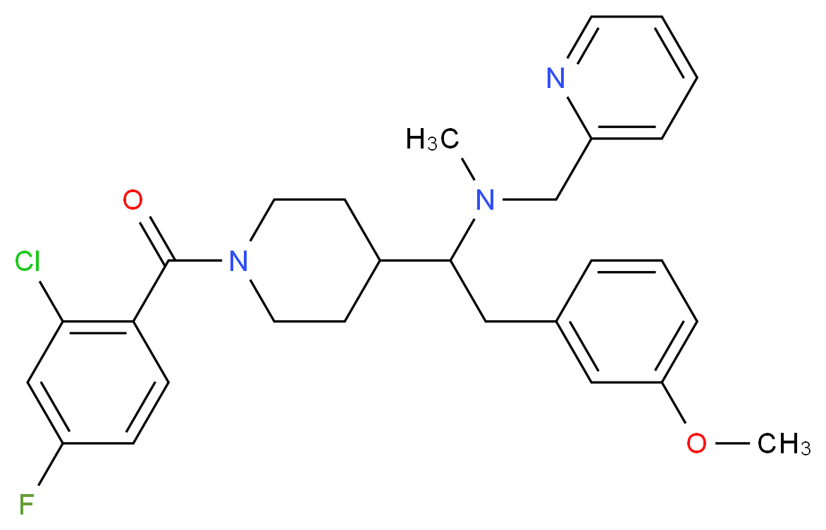 1-[1-(2-chloro-4-fluorobenzoyl)-4-piperidinyl]-2-(3-methoxyphenyl)-N-methyl-N-(2-pyridinylmethyl)ethanamine_Molecular_structure_CAS_)