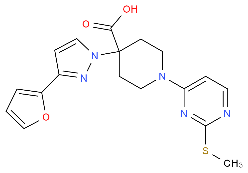 4-[3-(2-furyl)-1H-pyrazol-1-yl]-1-[2-(methylthio)pyrimidin-4-yl]piperidine-4-carboxylic acid_Molecular_structure_CAS_)