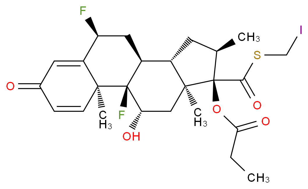 5-Iodomethyl 6α,9α-Difluoro-11β-hydroxy-16α-methyl-3-oxo-17α-(propionyloxy)-androsta-1,4-diene-17β-carbothioate_Molecular_structure_CAS_80474-67-5)