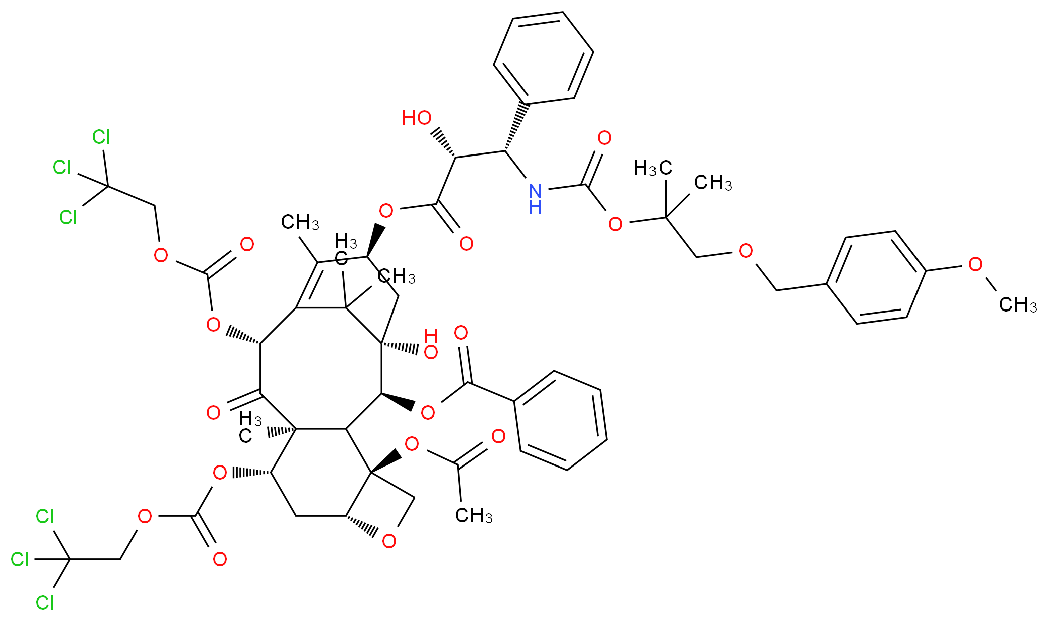 N-Des-t-boc-N-2-[2-methyl-1-(4-methoxyphenyl)methoxy]propyloxycarbonxyl-7,10-O-bis{[(2,2,2-trichloroethyl)oxy]carbonyl} Docetaxel_Molecular_structure_CAS_154044-74-3)