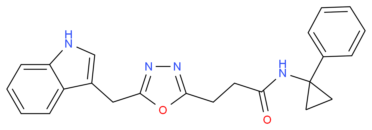 3-[5-(1H-indol-3-ylmethyl)-1,3,4-oxadiazol-2-yl]-N-(1-phenylcyclopropyl)propanamide_Molecular_structure_CAS_)