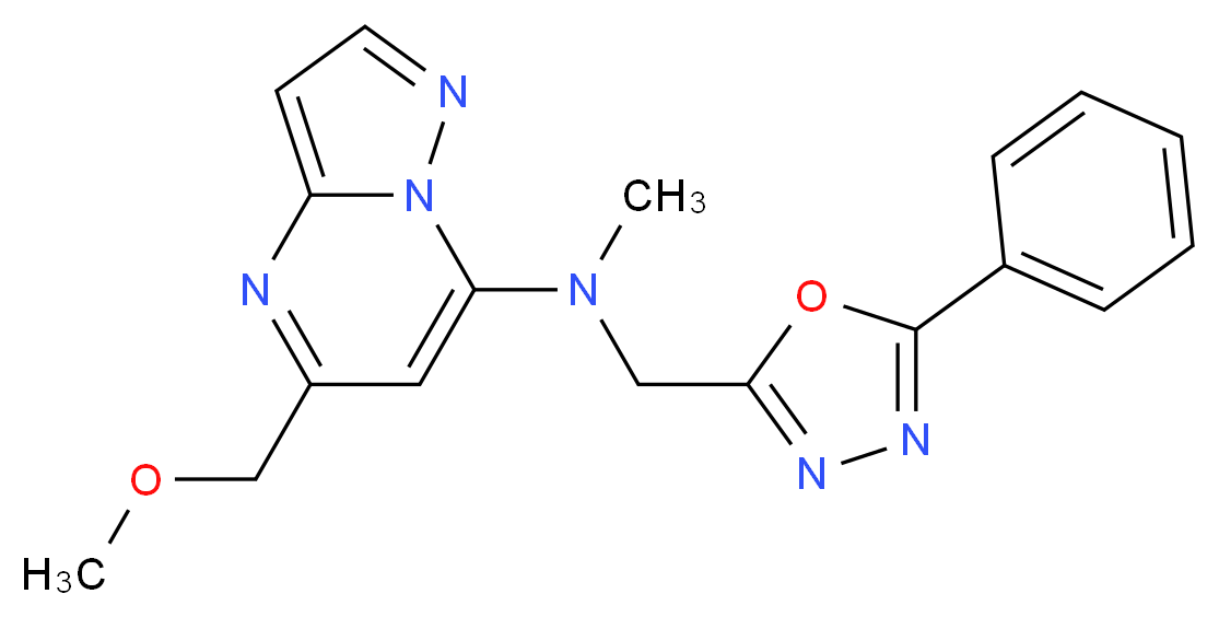 5-(methoxymethyl)-N-methyl-N-[(5-phenyl-1,3,4-oxadiazol-2-yl)methyl]pyrazolo[1,5-a]pyrimidin-7-amine_Molecular_structure_CAS_)