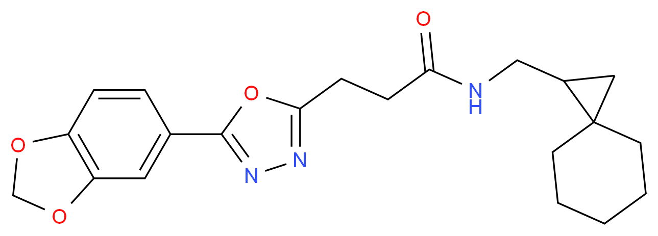3-[5-(1,3-benzodioxol-5-yl)-1,3,4-oxadiazol-2-yl]-N-(spiro[2.5]oct-1-ylmethyl)propanamide_Molecular_structure_CAS_)