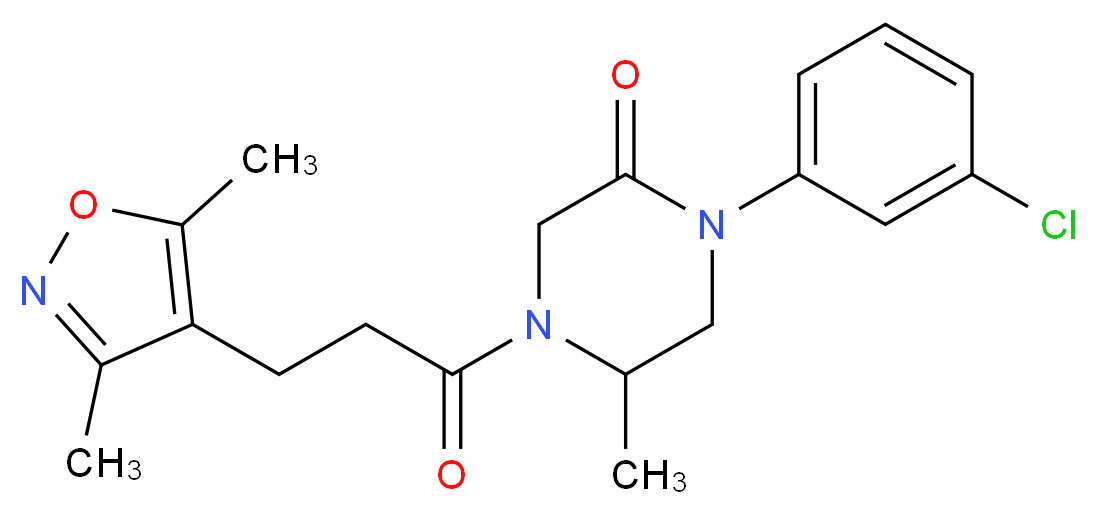 1-(3-chlorophenyl)-4-[3-(3,5-dimethyl-4-isoxazolyl)propanoyl]-5-methyl-2-piperazinone_Molecular_structure_CAS_)
