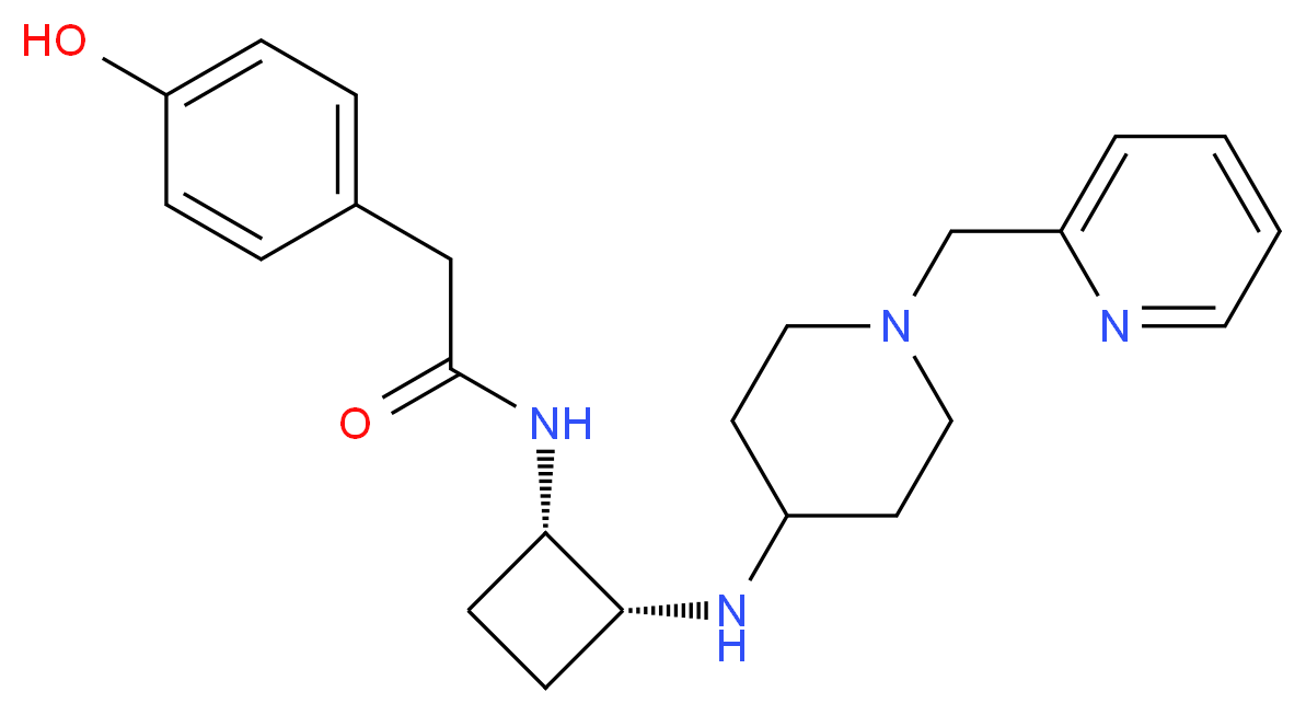 2-(4-hydroxyphenyl)-N-((1S*,2R*)-2-{[1-(2-pyridinylmethyl)-4-piperidinyl]amino}cyclobutyl)acetamide_Molecular_structure_CAS_)