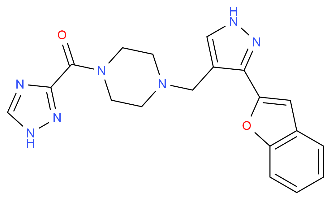 1-{[3-(1-benzofuran-2-yl)-1H-pyrazol-4-yl]methyl}-4-(1H-1,2,4-triazol-3-ylcarbonyl)piperazine_Molecular_structure_CAS_)