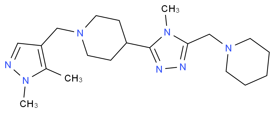 1-[(1,5-dimethyl-1H-pyrazol-4-yl)methyl]-4-[4-methyl-5-(piperidin-1-ylmethyl)-4H-1,2,4-triazol-3-yl]piperidine_Molecular_structure_CAS_)