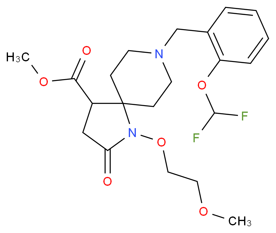 methyl 8-[2-(difluoromethoxy)benzyl]-1-(2-methoxyethoxy)-2-oxo-1,8-diazaspiro[4.5]decane-4-carboxylate_Molecular_structure_CAS_)