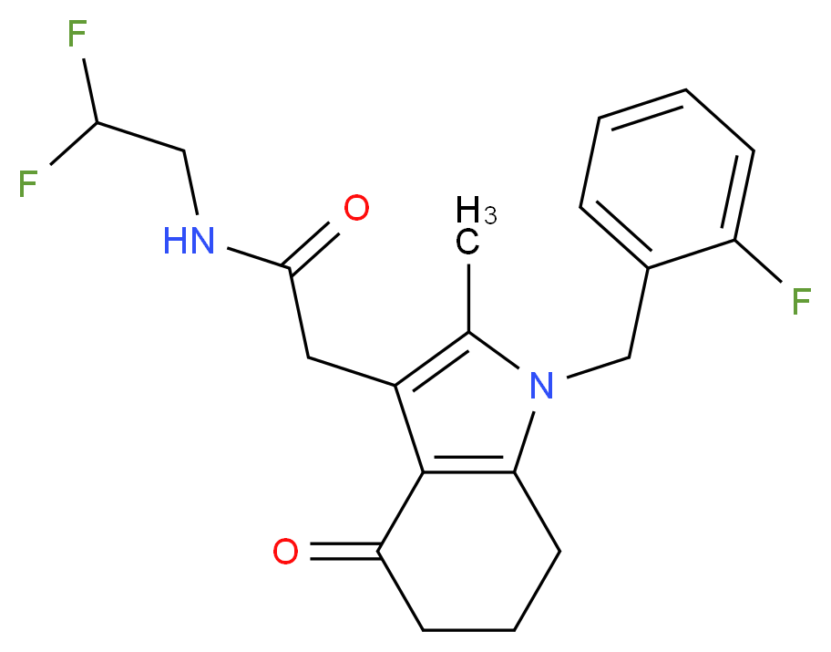 N-(2,2-difluoroethyl)-2-[1-(2-fluorobenzyl)-2-methyl-4-oxo-4,5,6,7-tetrahydro-1H-indol-3-yl]acetamide_Molecular_structure_CAS_)