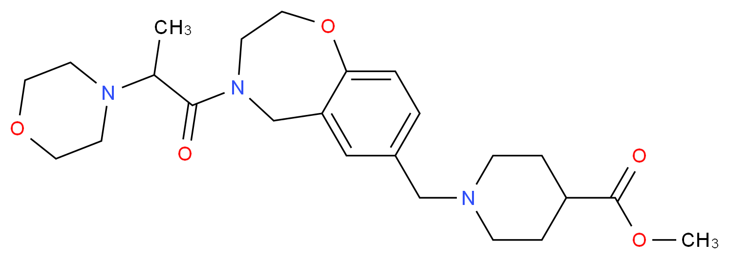 methyl 1-({4-[2-(4-morpholinyl)propanoyl]-2,3,4,5-tetrahydro-1,4-benzoxazepin-7-yl}methyl)-4-piperidinecarboxylate_Molecular_structure_CAS_)