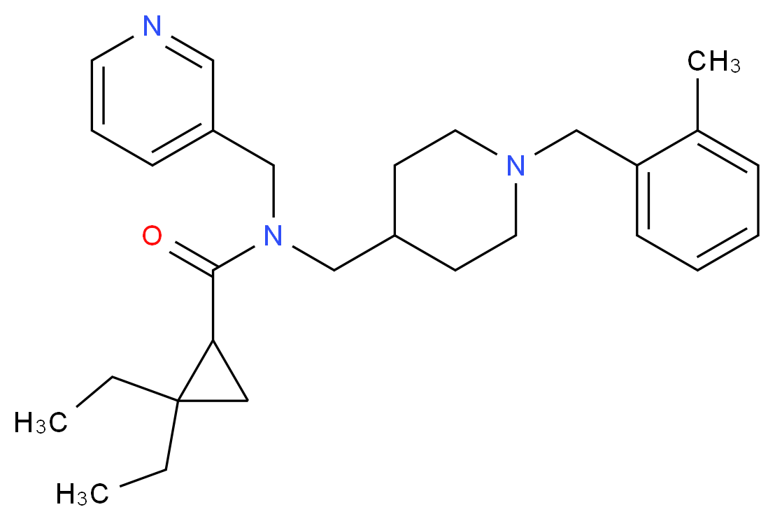 2,2-diethyl-N-{[1-(2-methylbenzyl)-4-piperidinyl]methyl}-N-(3-pyridinylmethyl)cyclopropanecarboxamide_Molecular_structure_CAS_)