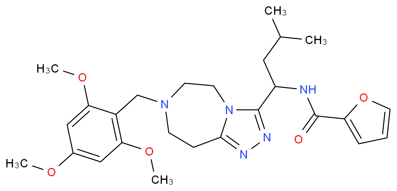 N-{3-methyl-1-[7-(2,4,6-trimethoxybenzyl)-6,7,8,9-tetrahydro-5H-[1,2,4]triazolo[4,3-d][1,4]diazepin-3-yl]butyl}-2-furamide_Molecular_structure_CAS_)