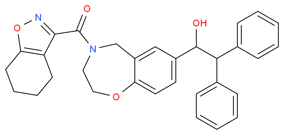 2,2-diphenyl-1-[4-(4,5,6,7-tetrahydro-1,2-benzisoxazol-3-ylcarbonyl)-2,3,4,5-tetrahydro-1,4-benzoxazepin-7-yl]ethanol_Molecular_structure_CAS_)