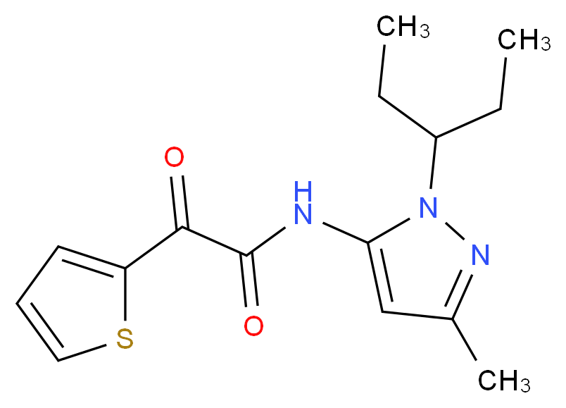 N-[1-(1-ethylpropyl)-3-methyl-1H-pyrazol-5-yl]-2-oxo-2-(2-thienyl)acetamide_Molecular_structure_CAS_)