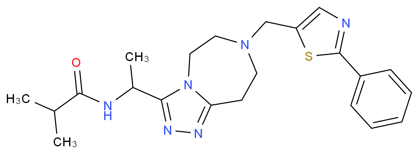 2-methyl-N-(1-{7-[(2-phenyl-1,3-thiazol-5-yl)methyl]-6,7,8,9-tetrahydro-5H-[1,2,4]triazolo[4,3-d][1,4]diazepin-3-yl}ethyl)propanamide_Molecular_structure_CAS_)
