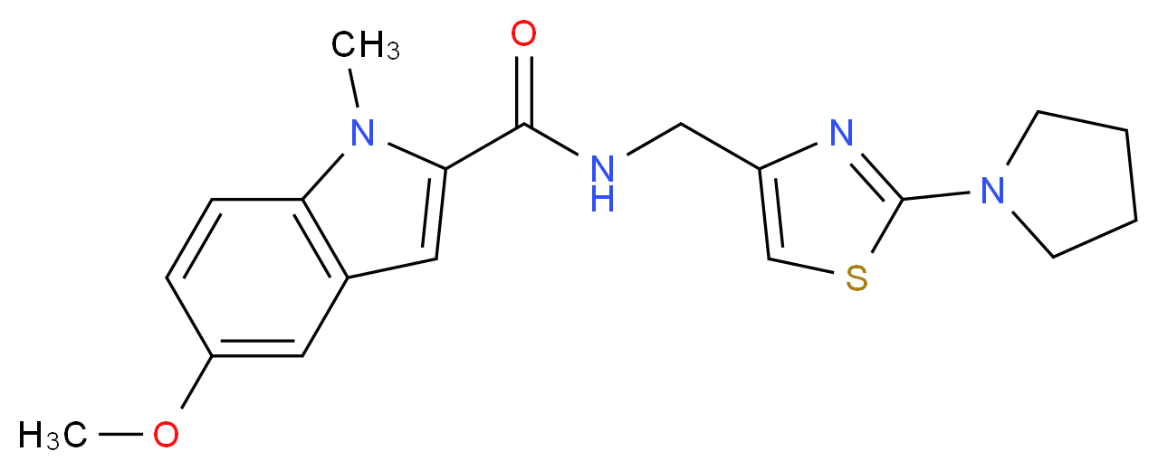 5-methoxy-1-methyl-N-{[2-(1-pyrrolidinyl)-1,3-thiazol-4-yl]methyl}-1H-indole-2-carboxamide_Molecular_structure_CAS_)