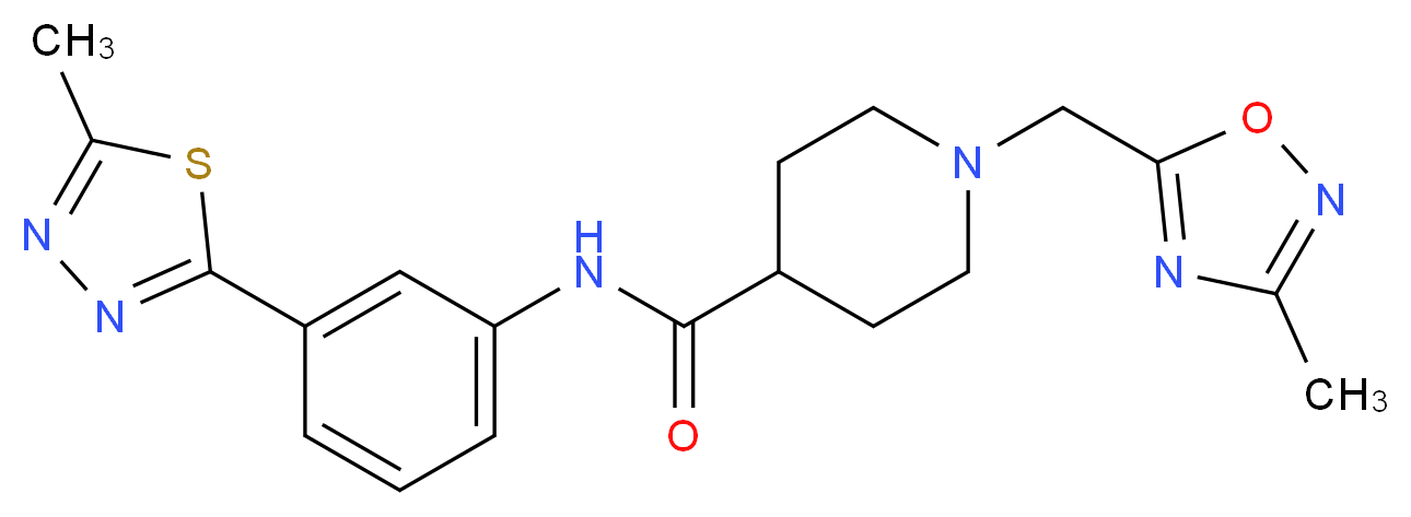 1-[(3-methyl-1,2,4-oxadiazol-5-yl)methyl]-N-[3-(5-methyl-1,3,4-thiadiazol-2-yl)phenyl]piperidine-4-carboxamide_Molecular_structure_CAS_)