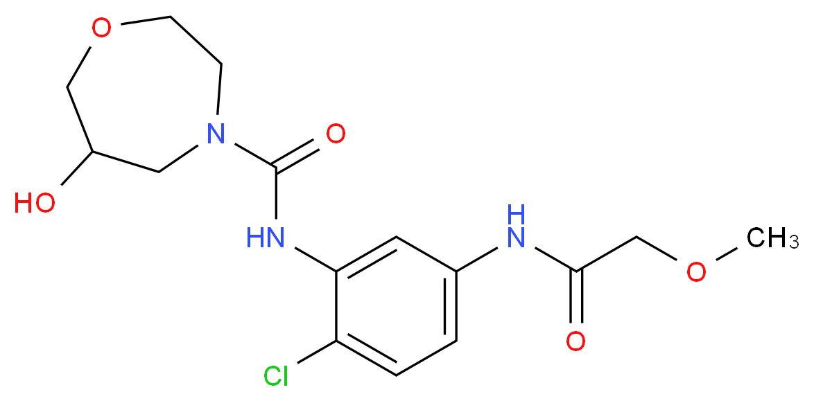 N-{2-chloro-5-[(methoxyacetyl)amino]phenyl}-6-hydroxy-1,4-oxazepane-4-carboxamide_Molecular_structure_CAS_)