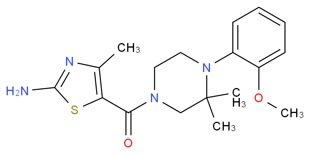 5-{[4-(2-methoxyphenyl)-3,3-dimethyl-1-piperazinyl]carbonyl}-4-methyl-1,3-thiazol-2-amine_Molecular_structure_CAS_)