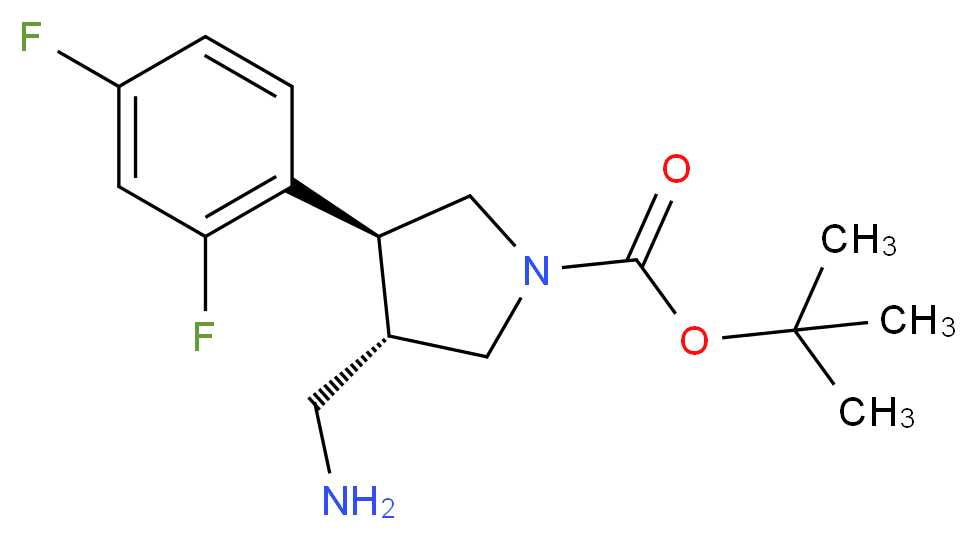 (3S,4S)-tert-butyl 3-(aminomethyl)-4-(2,4-difluorophenyl)pyrrolidine-1-carboxylate_Molecular_structure_CAS_1260588-03-1)