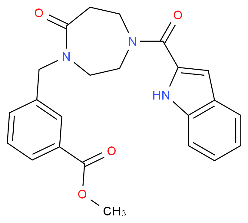 methyl 3-{[4-(1H-indol-2-ylcarbonyl)-7-oxo-1,4-diazepan-1-yl]methyl}benzoate_Molecular_structure_CAS_)