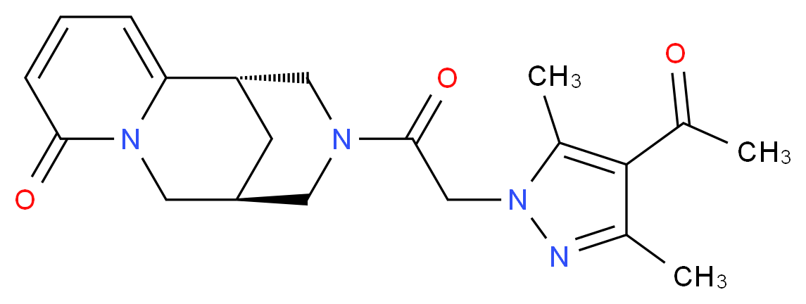 (1S,9S)-11-[(4-acetyl-3,5-dimethyl-1H-pyrazol-1-yl)acetyl]-7,11-diazatricyclo[7.3.1.0~2,7~]trideca-2,4-dien-6-one_Molecular_structure_CAS_)