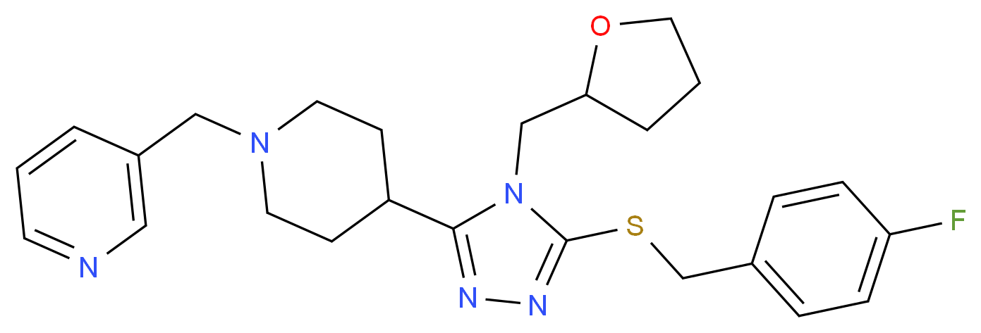 3-({4-[5-[(4-fluorobenzyl)thio]-4-(tetrahydro-2-furanylmethyl)-4H-1,2,4-triazol-3-yl]-1-piperidinyl}methyl)pyridine_Molecular_structure_CAS_)