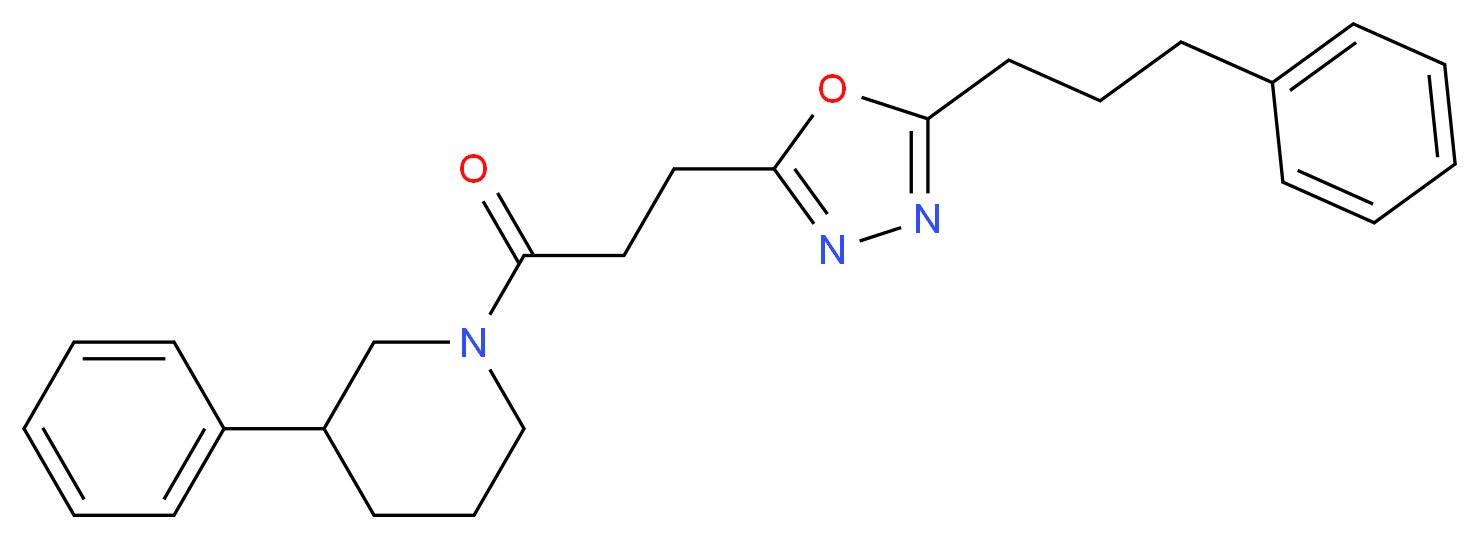 3-phenyl-1-{3-[5-(3-phenylpropyl)-1,3,4-oxadiazol-2-yl]propanoyl}piperidine_Molecular_structure_CAS_)