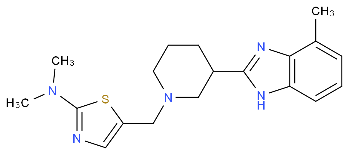 N,N-dimethyl-5-{[3-(4-methyl-1H-benzimidazol-2-yl)-1-piperidinyl]methyl}-1,3-thiazol-2-amine_Molecular_structure_CAS_)