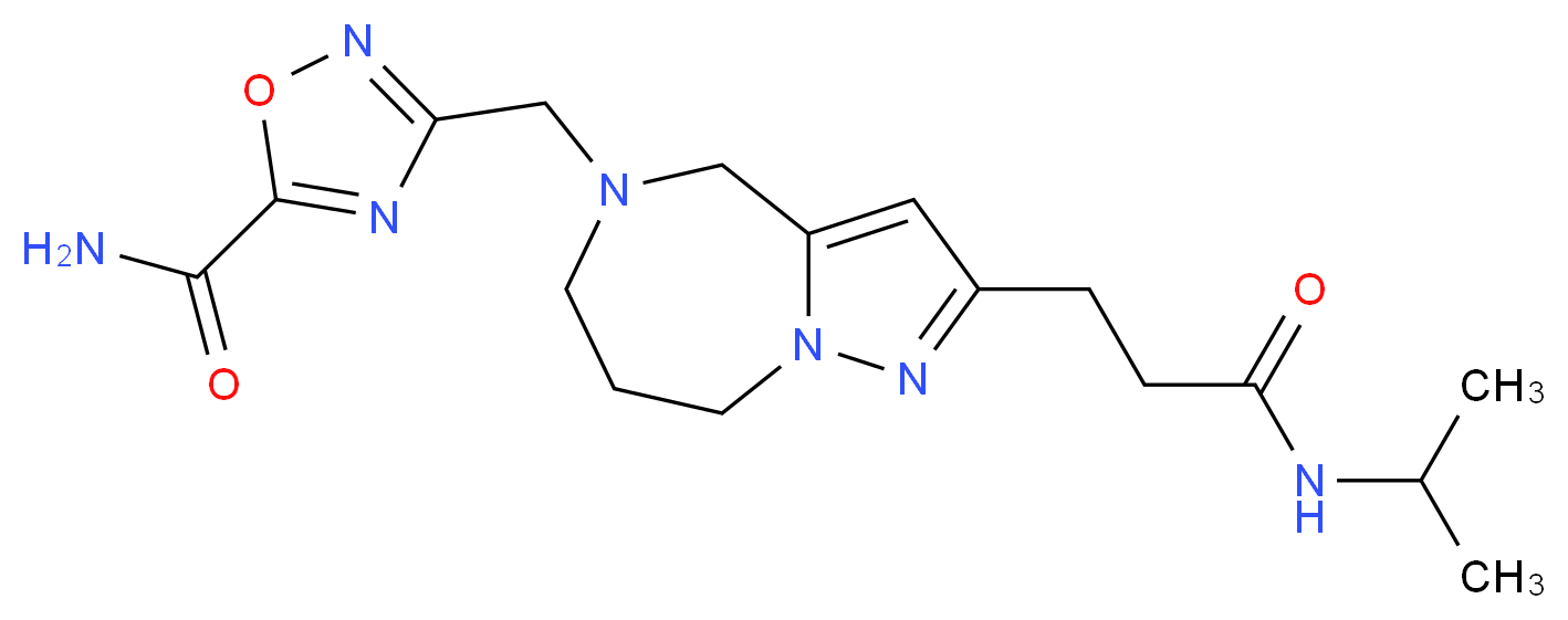 3-{[2-[3-(isopropylamino)-3-oxopropyl]-7,8-dihydro-4H-pyrazolo[1,5-a][1,4]diazepin-5(6H)-yl]methyl}-1,2,4-oxadiazole-5-carboxamide_Molecular_structure_CAS_)