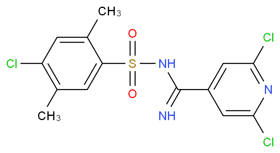 4-chloro-N-[(2,6-dichloropyridin-4-yl)(imino)methyl]-2,5-dimethylbenzenesulphonamide_Molecular_structure_CAS_)