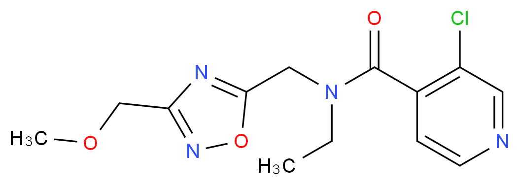 3-chloro-N-ethyl-N-{[3-(methoxymethyl)-1,2,4-oxadiazol-5-yl]methyl}isonicotinamide_Molecular_structure_CAS_)