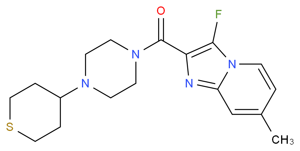 3-fluoro-7-methyl-2-{[4-(tetrahydro-2H-thiopyran-4-yl)piperazin-1-yl]carbonyl}imidazo[1,2-a]pyridine_Molecular_structure_CAS_)