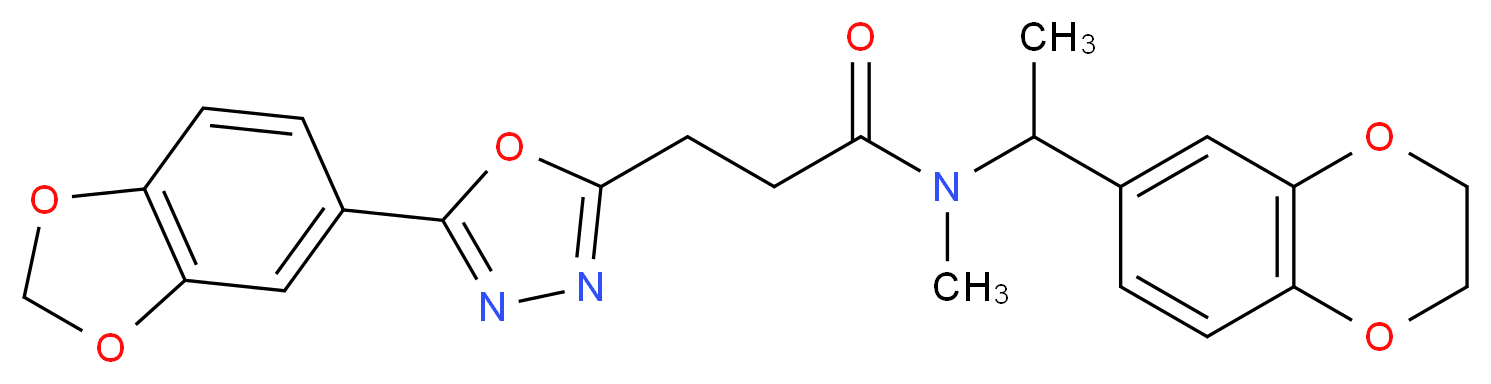 3-[5-(1,3-benzodioxol-5-yl)-1,3,4-oxadiazol-2-yl]-N-[1-(2,3-dihydro-1,4-benzodioxin-6-yl)ethyl]-N-methylpropanamide_Molecular_structure_CAS_)