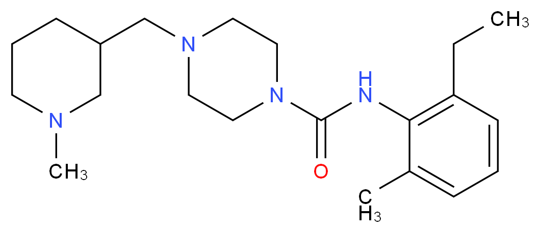 N-(2-ethyl-6-methylphenyl)-4-[(1-methylpiperidin-3-yl)methyl]piperazine-1-carboxamide_Molecular_structure_CAS_)