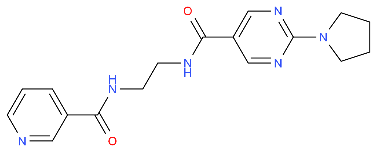 N-{2-[(pyridin-3-ylcarbonyl)amino]ethyl}-2-pyrrolidin-1-ylpyrimidine-5-carboxamide_Molecular_structure_CAS_)