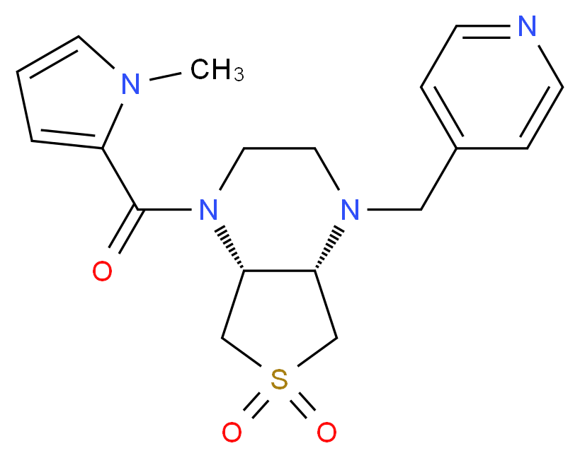 (4aS*,7aR*)-1-[(1-methyl-1H-pyrrol-2-yl)carbonyl]-4-(4-pyridinylmethyl)octahydrothieno[3,4-b]pyrazine 6,6-dioxide_Molecular_structure_CAS_)
