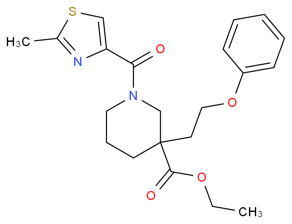 ethyl 1-[(2-methyl-1,3-thiazol-4-yl)carbonyl]-3-(2-phenoxyethyl)-3-piperidinecarboxylate_Molecular_structure_CAS_)