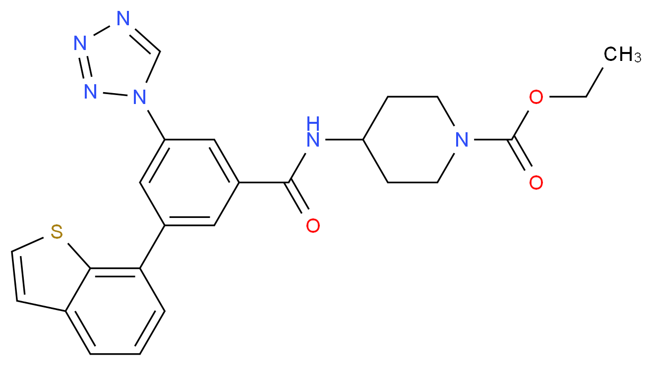 ethyl 4-{[3-(1-benzothien-7-yl)-5-(1H-tetrazol-1-yl)benzoyl]amino}-1-piperidinecarboxylate_Molecular_structure_CAS_)
